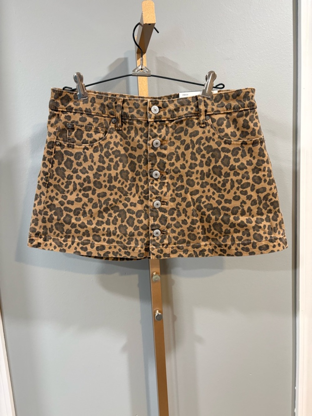 American Eagle Outfitters Leopard Print Button-Front Mini Skirt